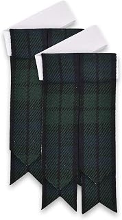 Scottish Traditional KILT HOSE FLASHES for Men's Kilt Accessory One Size (Acrylic Wool, Black Watch Tartan)