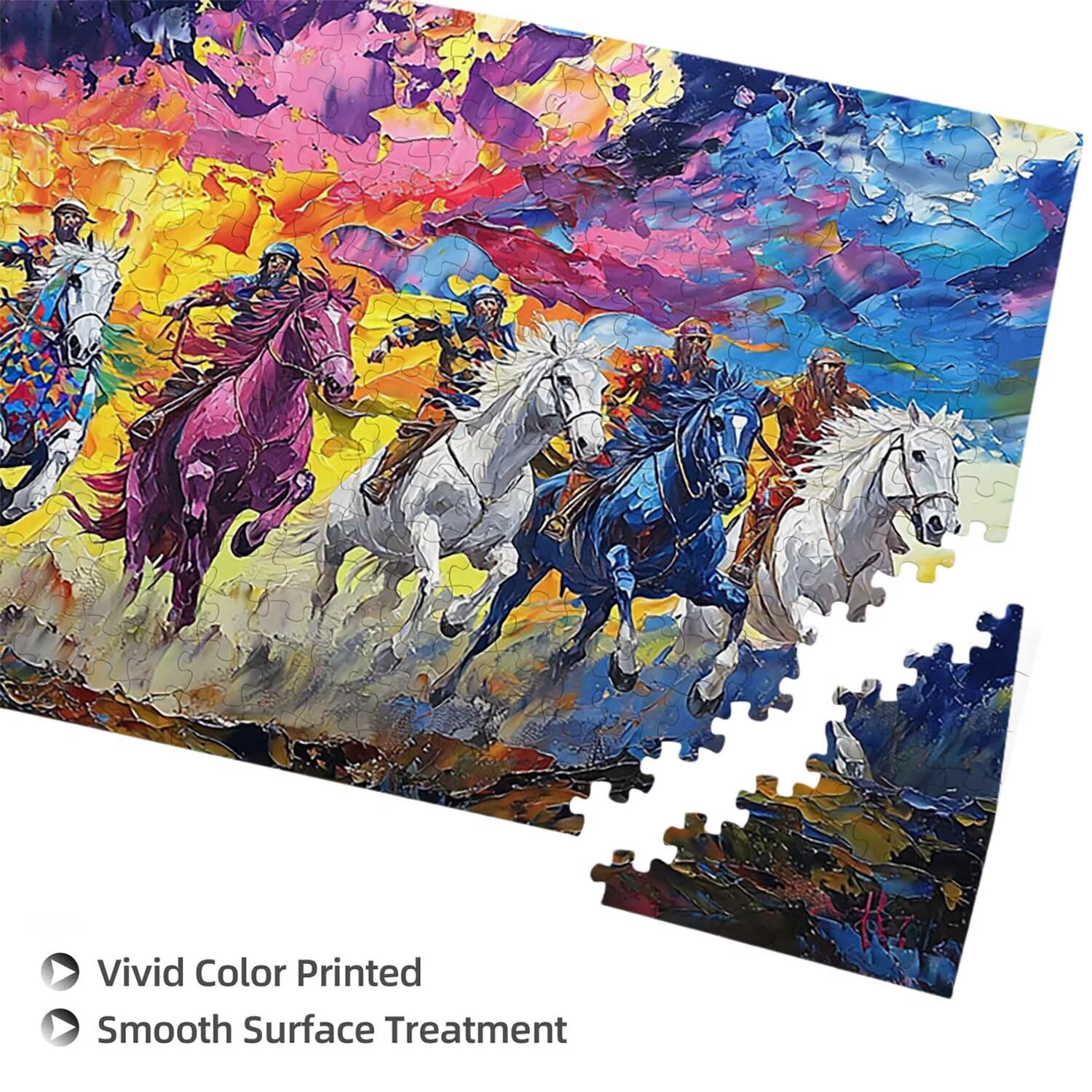 Puzzle dla dorosłych 1100 elementów, kolorowe puzzle konia, dla dorosłych klasyczne puzzle i od 14 lat junior, rodzinna rozrywka domowa puzzle prezent 87x42cm l-59