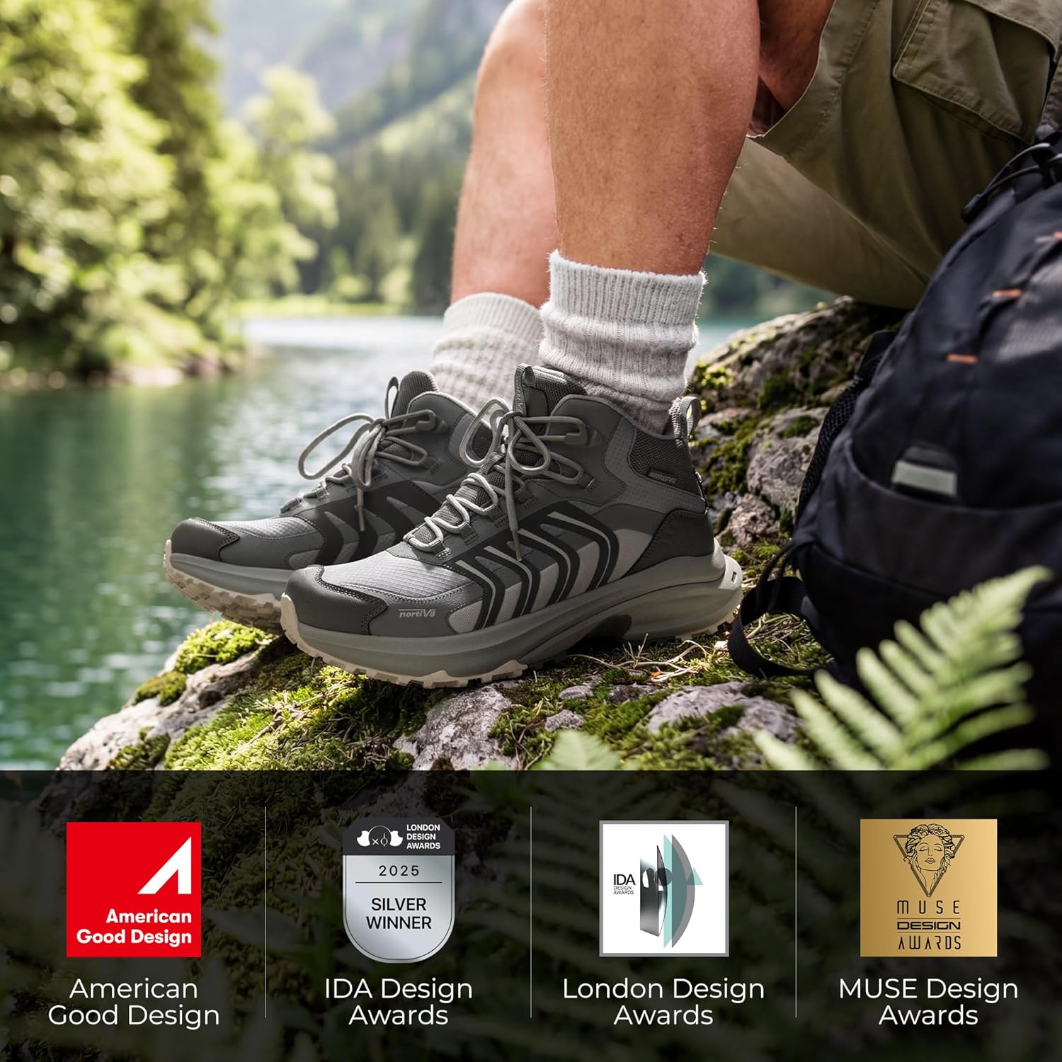 NORTIV 8 Men's Waterproof PRO Hiking Boots Lightweight Outdoor Trekking Camping Climbing Shoes for All Day Comfort Armadillo FieldLite - Image 3