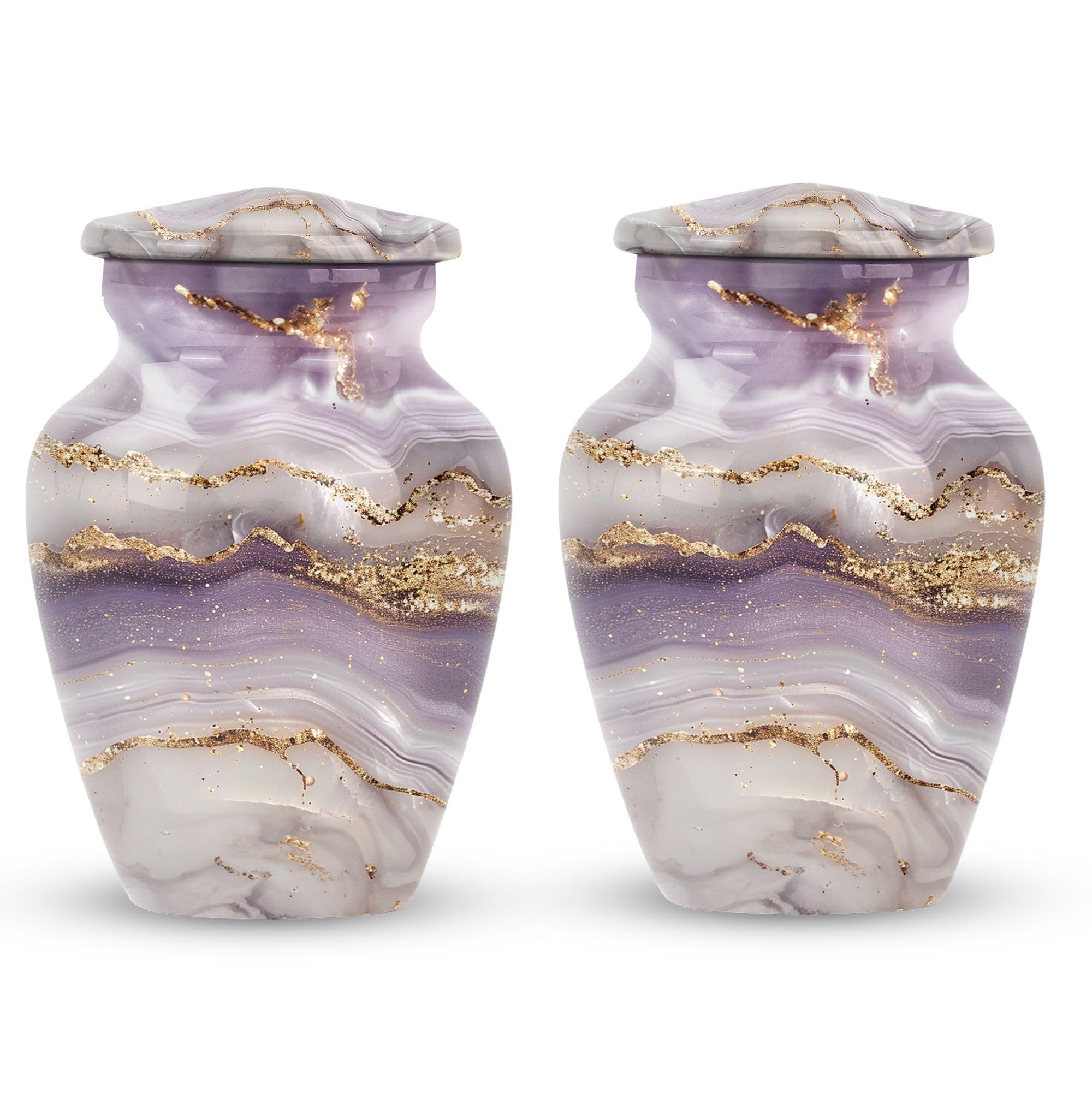 Golden Serenity - Urn Man - Funeral Urn Adult Ash Woman - 3 Inch - Pack of 2 - Cremation Urns for Adult Ashes - Mini Urns for Human Ashes - Urn for Ashes for Mom - Metal Urns for Human Ashes
