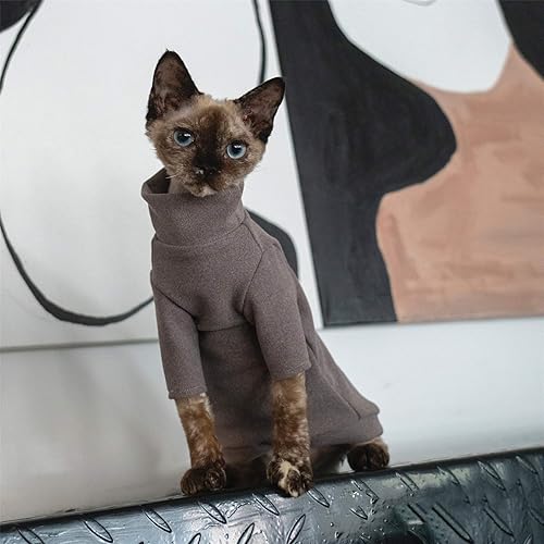 Miniatura 5 de Hairless Cats Clothes, Cotton T-Shirt, Breathable Spring Autumn Vest Cat Wear Turtleneck Shirt Clothes for Sphynx, Cornish Rex, Devon Rex,