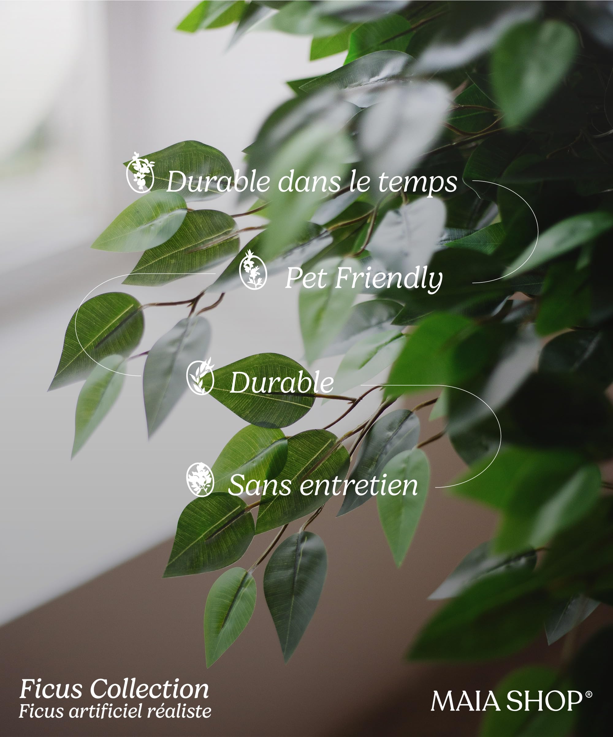 Mica Decorations Ficus Kunstplant - H110 x 65 cm - Groen - Dok Home
