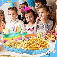 Vista 5 de Gejoy Juego de 100 piezas de suministros de fiesta de tiburón, papel desechable, aperitivos, decoraciones de cumpleaños, bandejas para servir comida