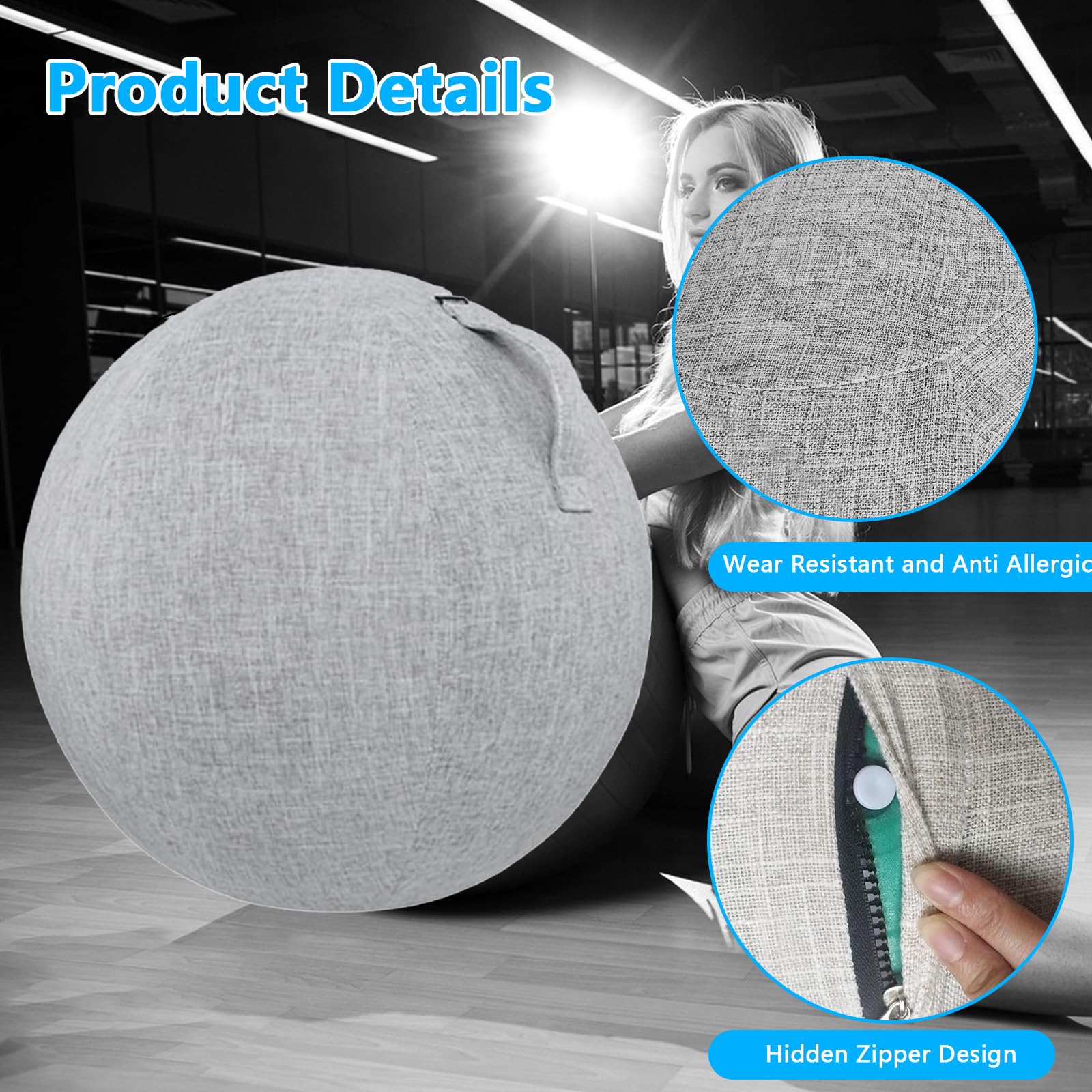 Copertura Protettiva Per Palla Da Ginnastica 65cm, Copertura Per Palla Da Equilibrio, Palline Pieghevoli Rivestimento In Tessuto, Copertura Leggera Per Palla Da Yoga Per Gravidanza Fitness Yoga