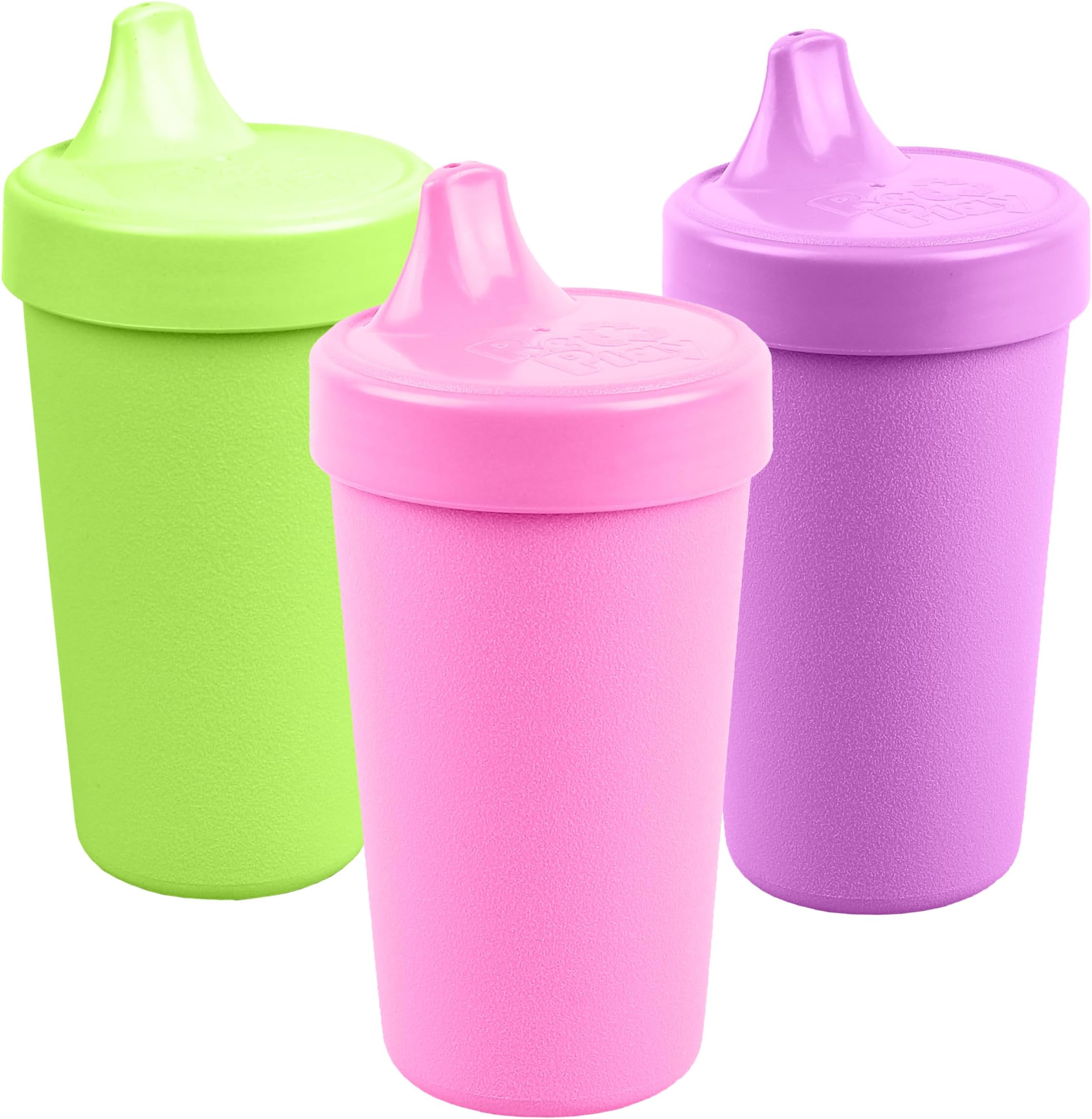 Re PlayMade in the USA 3pk No Spill Sippy Cups for Baby, Toddler, and Child Feeding - Purple, Green, Bright Pink (Butterfly)