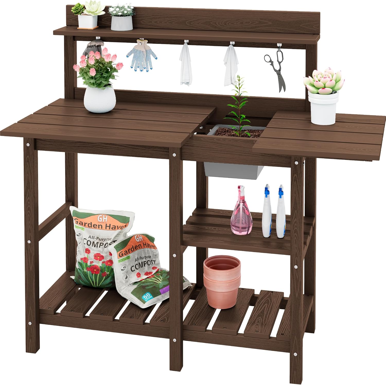 SERWALL Outdoor Potting Bench with Sink