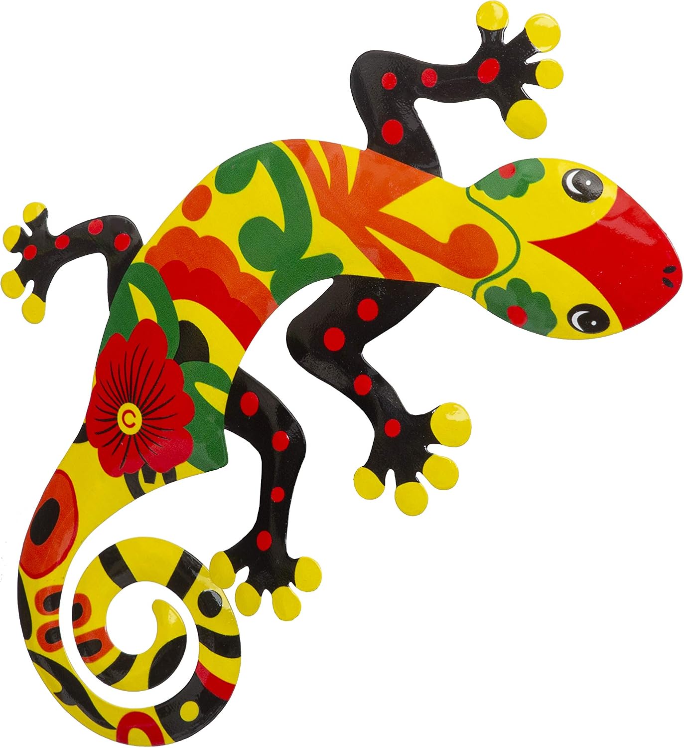 Whimsical Gecko Metal Wall Art | Talavera-Style Home Decor | Stylish Wall Decorations For Living Room, Kitchen, Outdoors, Office, Bedroom, Garden, Bathroom | 12x8 Inches (Gecko)