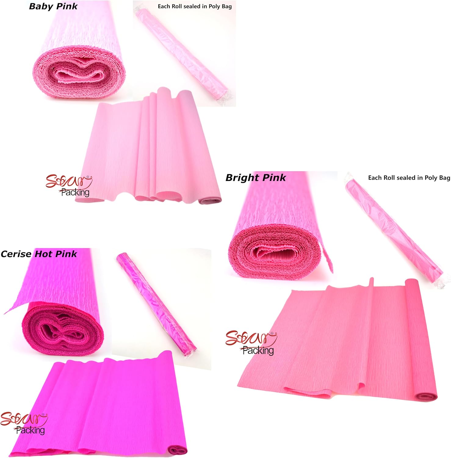 Star Brand Packing Crepe Paper Rolls,Wide Creped Paper Streamer,for Crepe Paper Flowers,Gift Wrapping,Floral Artwork,Assorted Color Florist Crepe Tissue Sheets