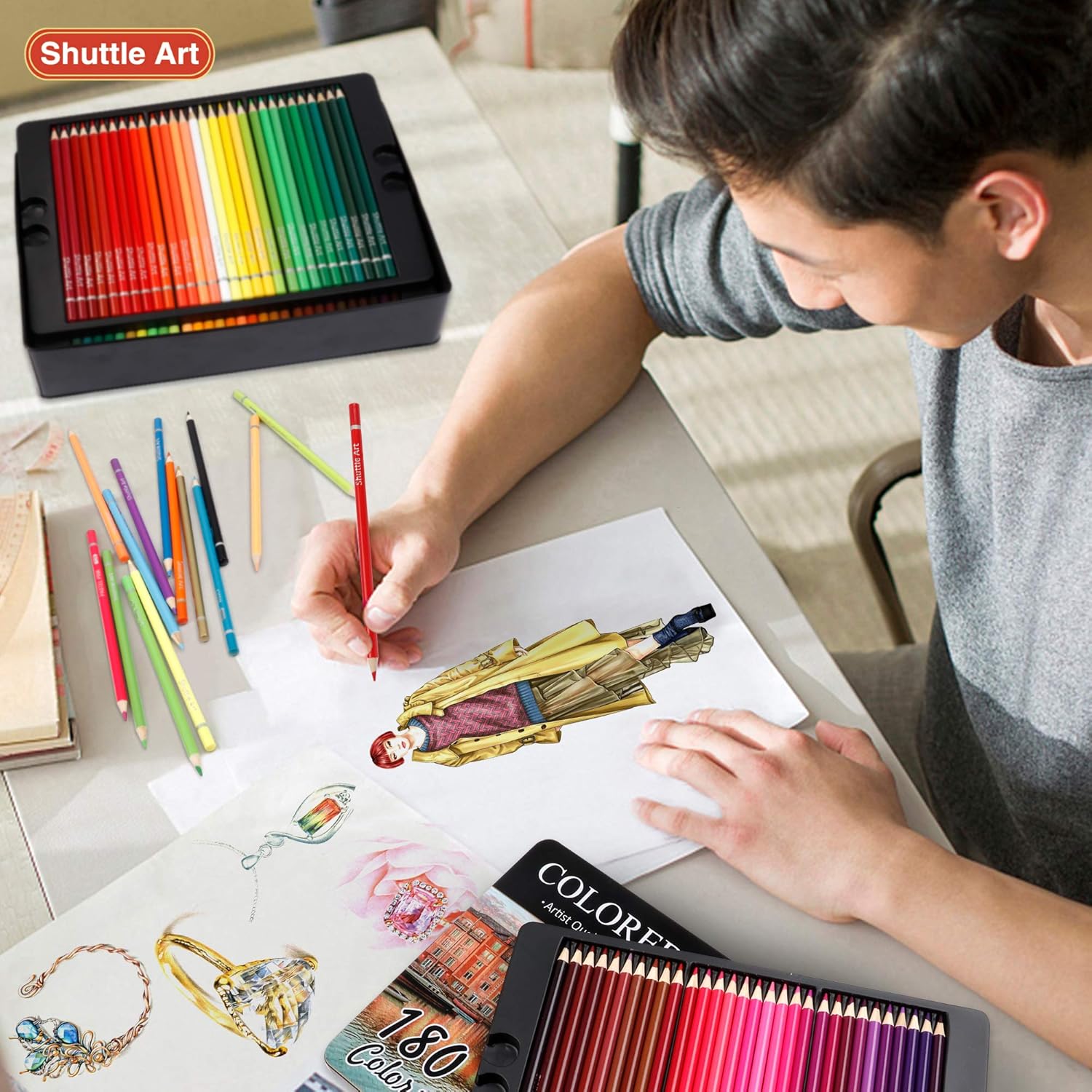 Buy Shuttle Art 色鉛筆 カラーペン 180色セット メタリック色 シャープナー付き デザイン グラフ スケッチ イラスト 落書き 手帳 ノード 収納便利 缶ケース おしゃれ 子供用 初心者 アーティスト 入園 入学お祝い プレゼント Online In Ecuador B08ctym2rt