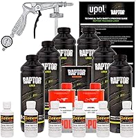 Vista 1 de U-POL Raptor - Kit de revestimiento en aerosol de uretano blanco brillante para caja de camioneta con pistola rociadora gratis, 6 litros