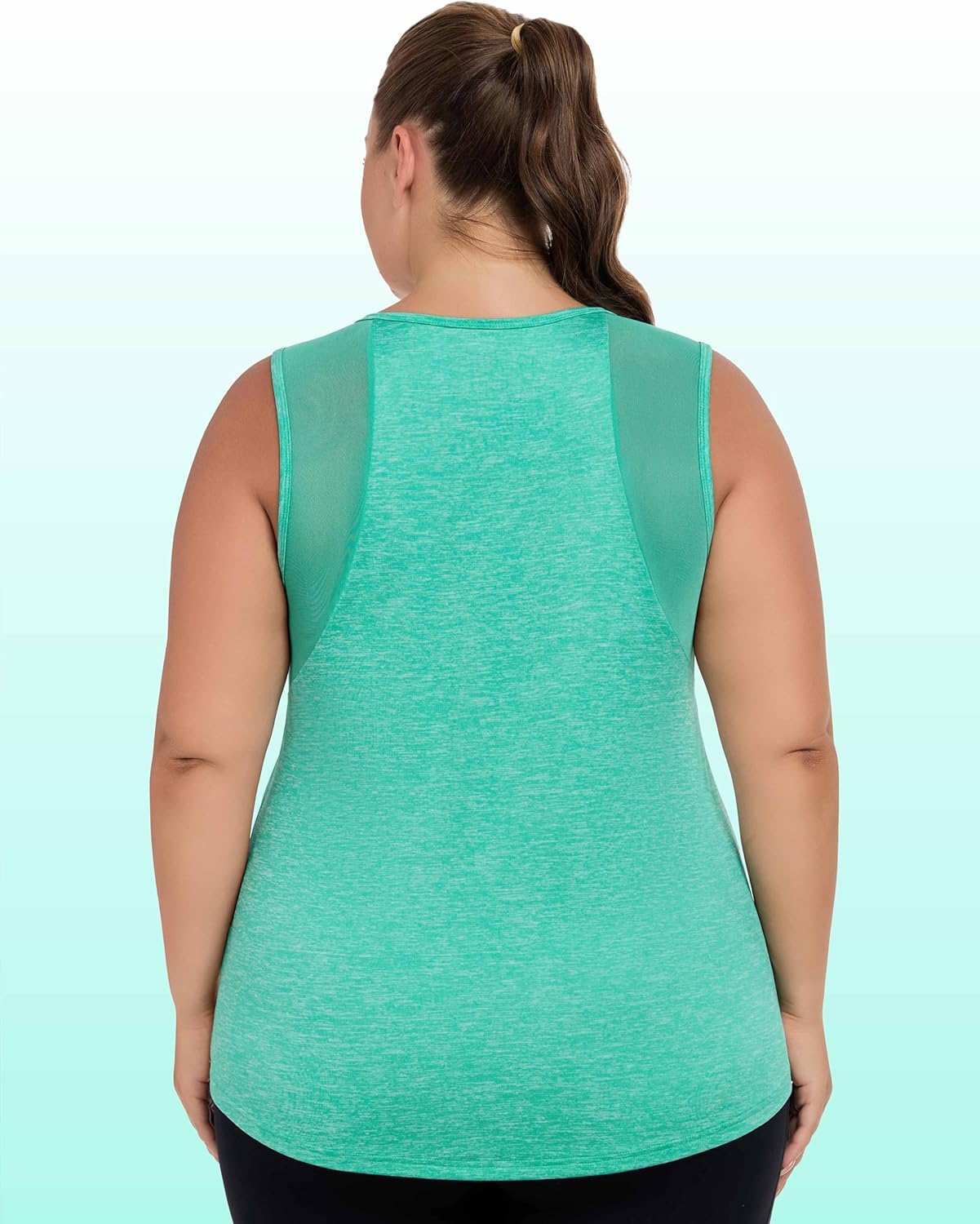 Plus Size Workout Tank Tops for Women with Mesh, XL-5XL Long Yoga Sleeveless Shirts Loose Fit, Athletic Tunics Top - Image 2