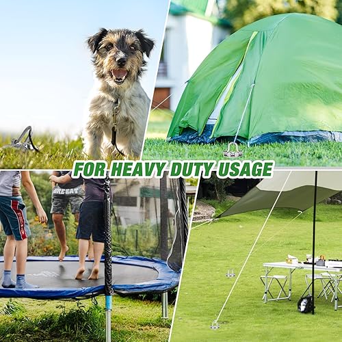 Miniatura 5 de Paquete de 4 anclajes de suelo en espiral de 10.6 pulgadas, estacas de metal plateado para exteriores, estacas de campamento resistentes, anclajes