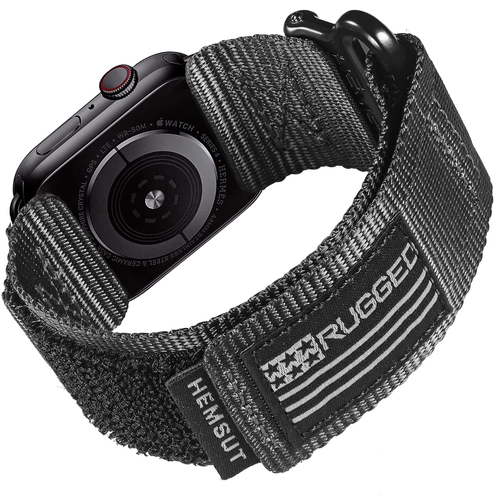 Hemsut Compatible With Apple Watch Band, Super Rugged Nylon Sports Strap With Woven Loop Design For iWatch 42/44/45/38/40/41/49mm, Military Strap For