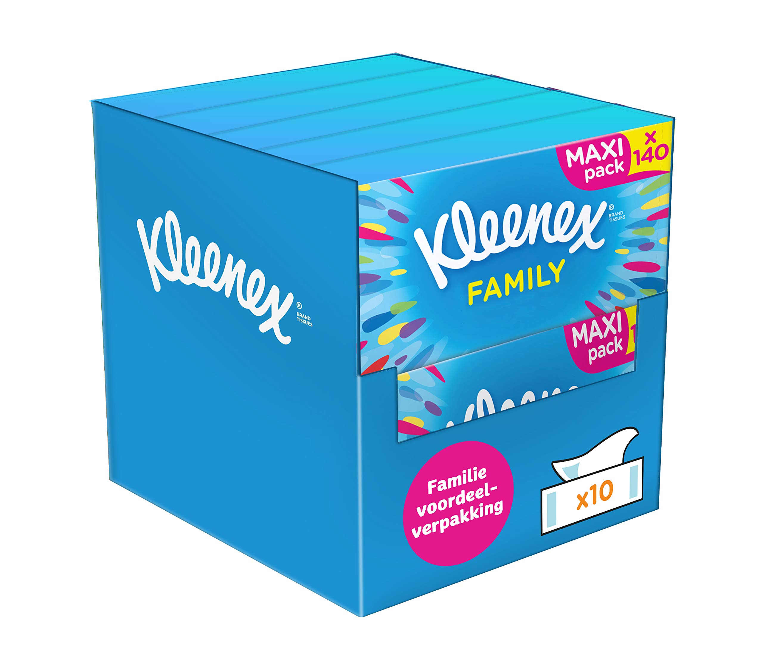 Tessuti Kleenex Family - 1400 fazzoletti - 10 x 140 pezzi - Confezione regalo