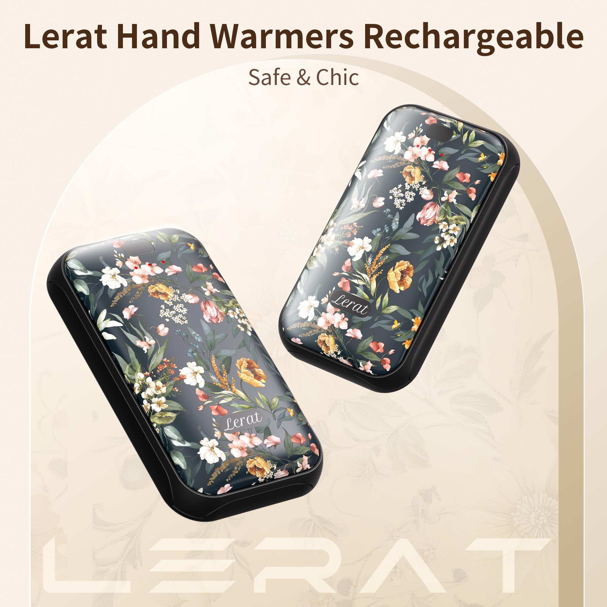 LEART – Lot de 2 chauffe-mains électriques rechargeables, chauffage rapide en 3 secondes, 3 réglages de chaleur, cadeaux portables et légers pour homme et femme, extérieur, camping, randonnée, ski