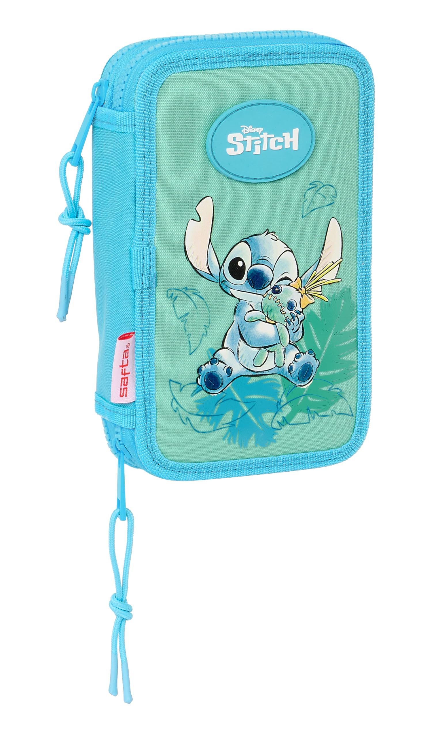 STITCH ALOHA - Estuche Escolar Niño, Estuche con Colores, con 28 Útiles Incluidos, Ideal para Niños de 5 a 14 Años, Cómodo y Versátil, Calidad y Resistencia, 12.5x4x19.5 cm, Color Turquesa