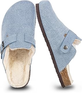 Women's Suede Clogs Slip-On Buckle Slides Leather Mules Cork Footbed San...