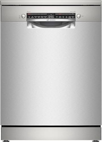 Bosch SMS4EKI06G Series 4, Free-Standing Dishwasher 60 cm, B Energy Rated, 13 Place Settings, 9 Litre, ExtraDry, Silence Plus 42dB Quiet,Rackmatic Adjustable Basket, Silver Inox