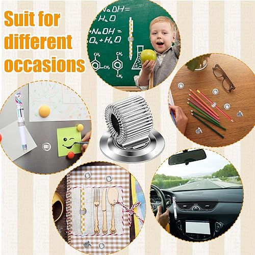 Miniatura 5 de Fulmoon 24 clips para bolígrafos, soporte de acero al manganeso, organizador de lápices autoadhesivo, con lazo de resorte ajustable para