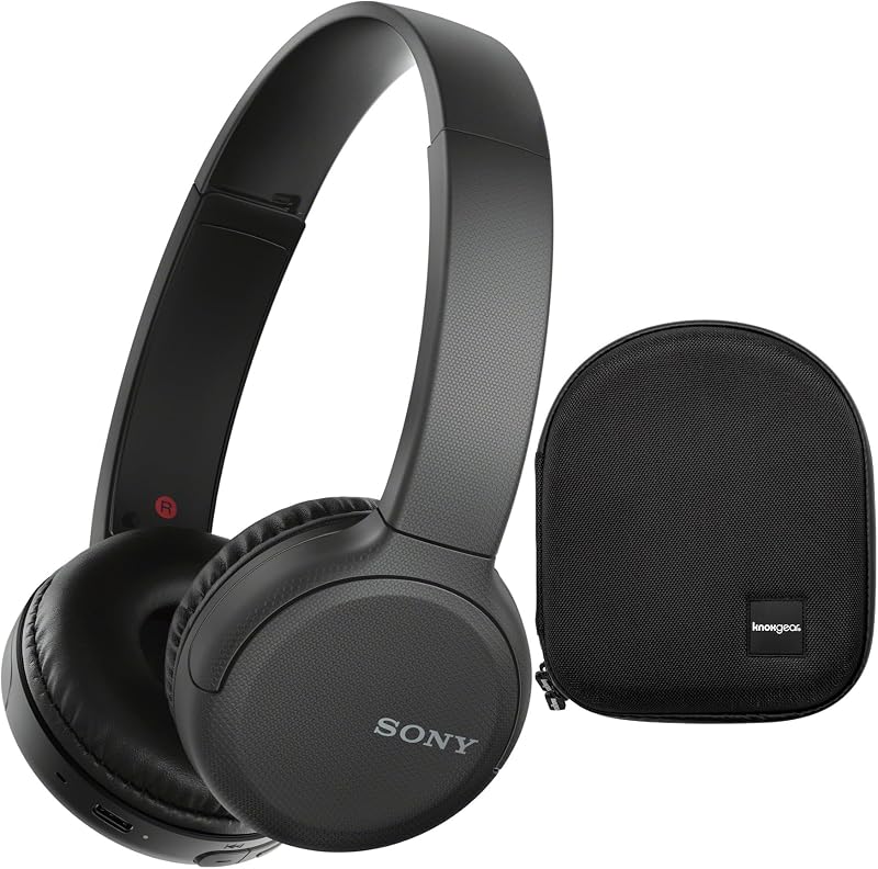 Paquete de auriculares inalámbricos WH-CH510 (negro) | Funda protectora para auriculares, diseño manos libres, diseño cómodo, hasta 50 horas de duración de la batería, Bluetooth, carga rápida