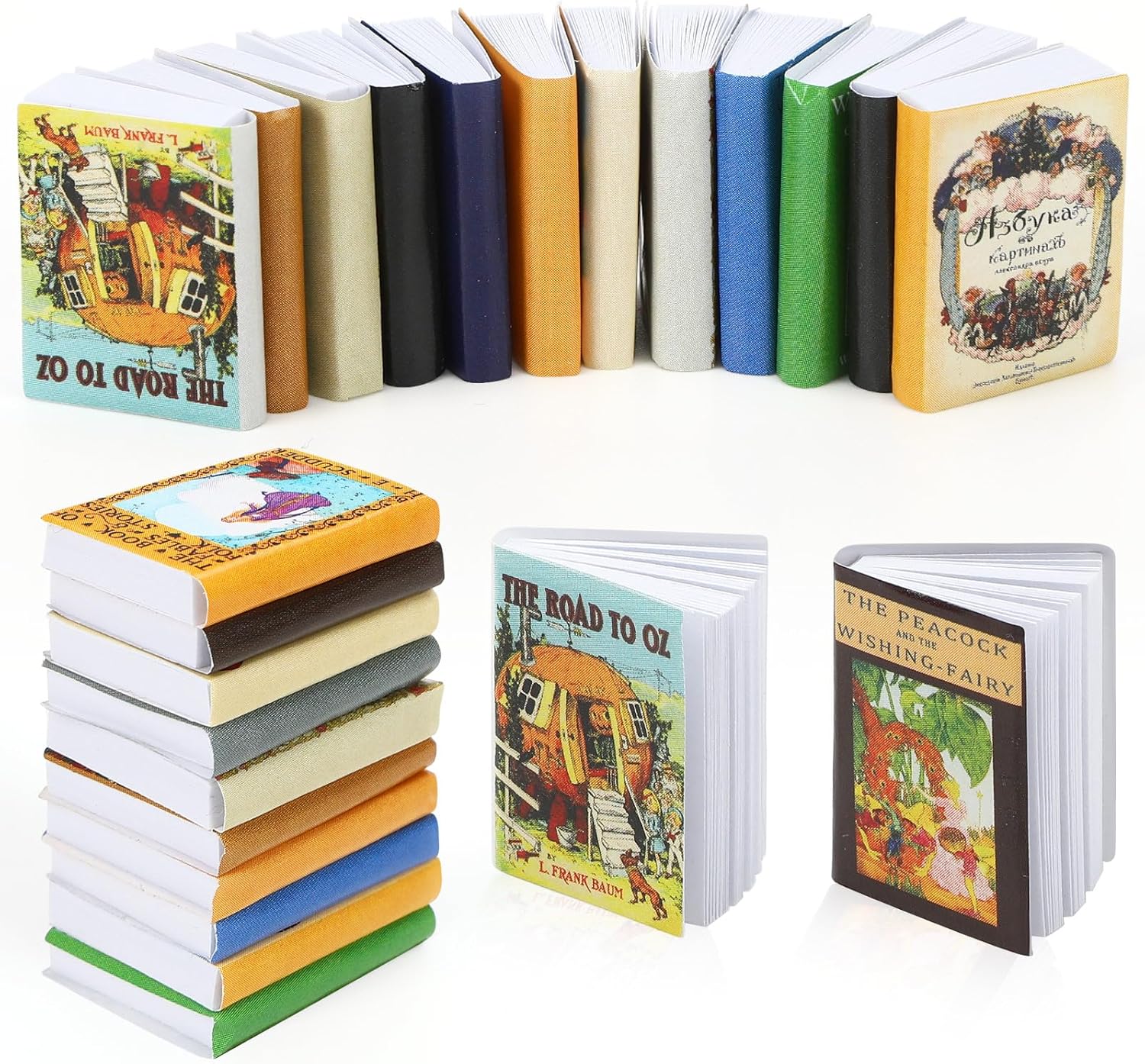 Mini Fairy Books, 24pcs 1:12 Scale Miniature Books, Dollhouse Books, Tiny Books for Dollhouse Accessories, Vintage Mini Bookshelf Decor, Miniatures Collectors