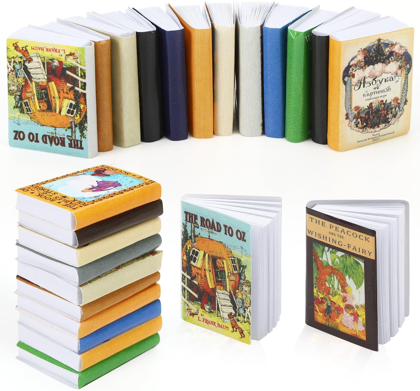 Mini Fairy Books, 24pcs 1:12 Scale Miniature Books, Dollhouse Books, Tiny Books for Dollhouse Accessories, Vintage Mini Bookshelf Decor, Miniatures Collectors