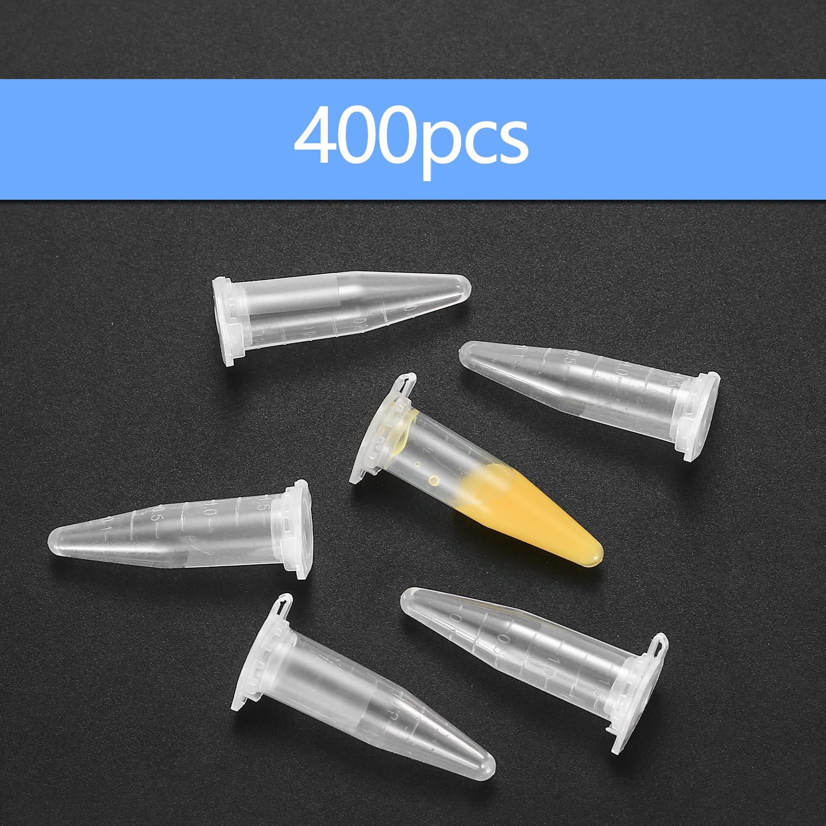 1,5 ML Tubes à Centrifuger, 400 Pièces Micro Tubes à Essai en Plastique, Conique Tubes de Laboratoire Conteneurs D'échantillons avec Snap Cap pour Laboratoires, Expériences Biologiques