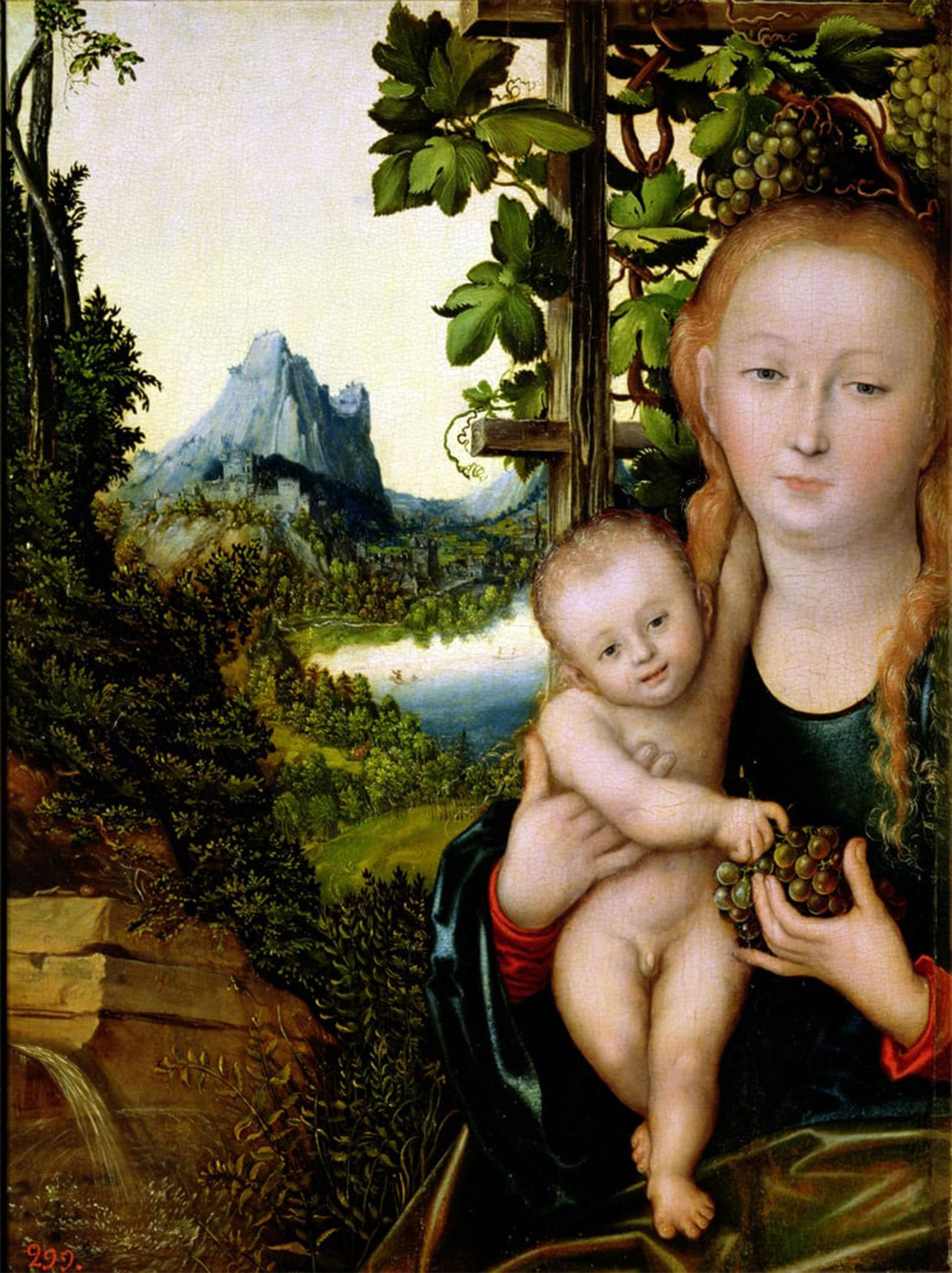 ARTXLXXBN Famous Art Print Poster Vintage Wall Art Lady and Child by Lucas the Elder Cranach Canvas Art Poster for Home Decor 60x90cm