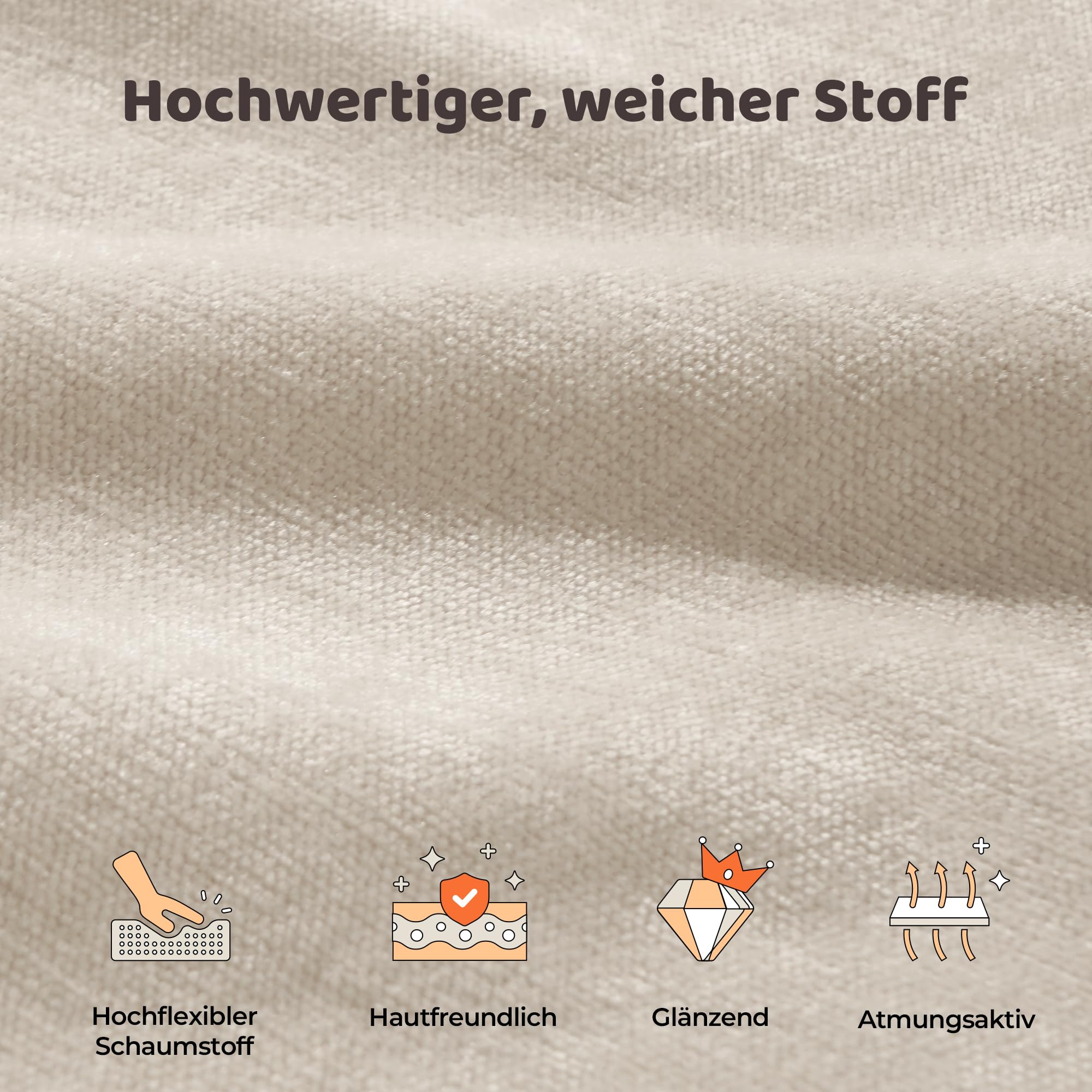RECCI Polsterbett 160x200 cm, Weiches Schaumstoff-Bettgestell mit Ergonomischem Kopfteil, Vollgepolstertes Cloud-Design, Ohne Boxspring, Einfache Montage (Beige)