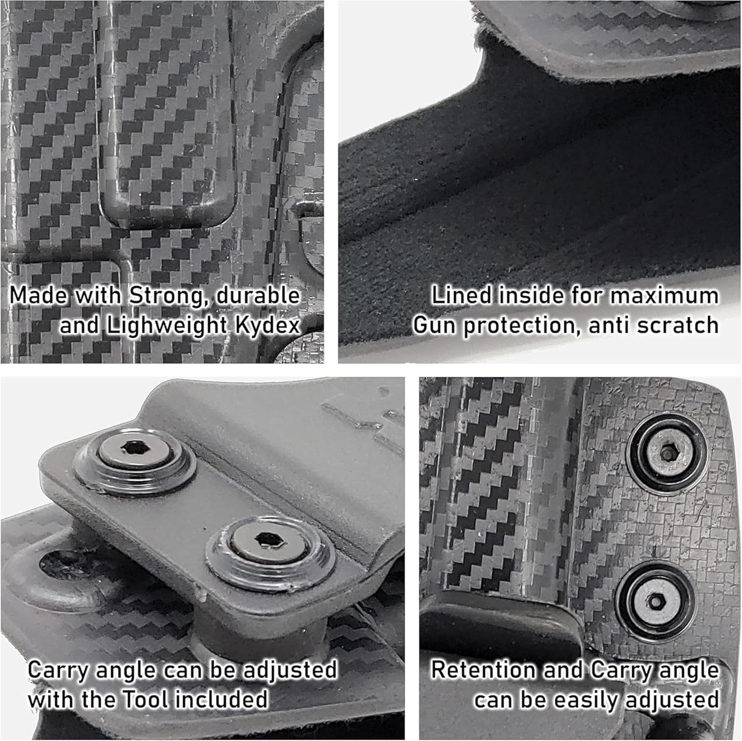 IWB Kydex Holster for H&K VP 9 SK - by Houston - Concealed Carry, Lined Inside for Strong Retention and Maximum Protection - Reinforced Plastic Clip - Carbon Fiber - Lightweight Durable