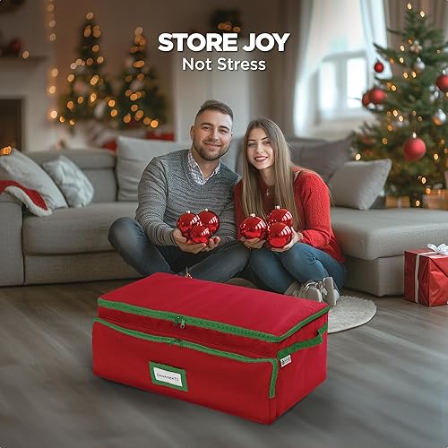 Miniatura 2 de Caja de almacenamiento de adornos navideños de alta calidad, con capacidad para adornos de hasta 72-3 pulgadas + 8 ranuras laterales para figuras y