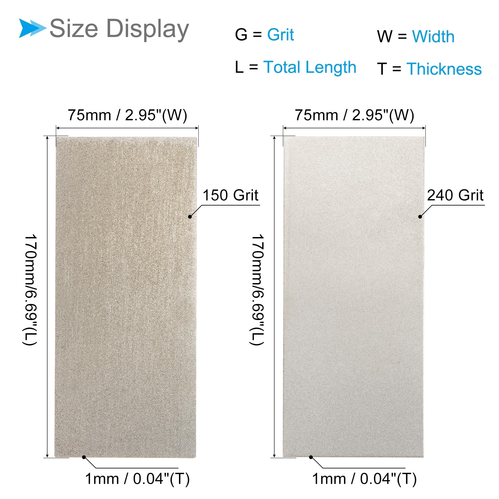 CoCud Diamond Whetstone Sharpening Stone, 150 Grit 240 Grit 6.69" x 2.95" Total Size, Sharpener Abrasive Tool - Image 2