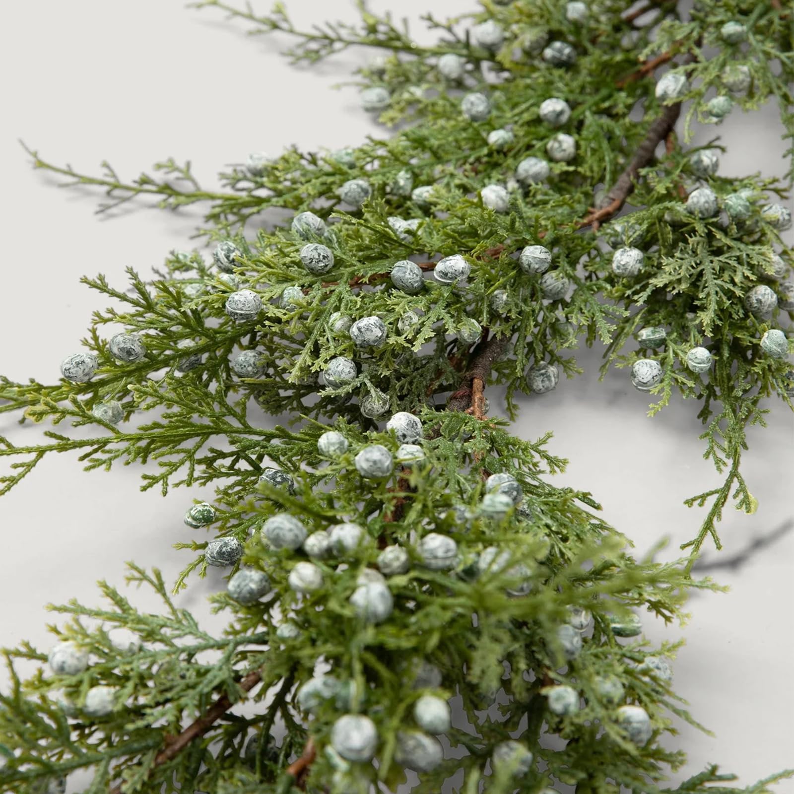 dingion 12 ft christmas real touch juniper garland artificial mantel garland realistic juniper berry christmas decorations for fireplace table centerpiece decor