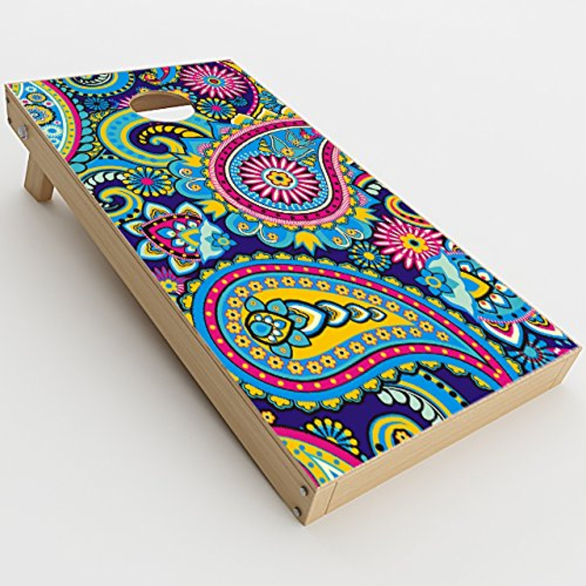 Skin Decal Vinyl Wrap for Cornhole Game Board Bag Toss/Colorful Paisley Mix