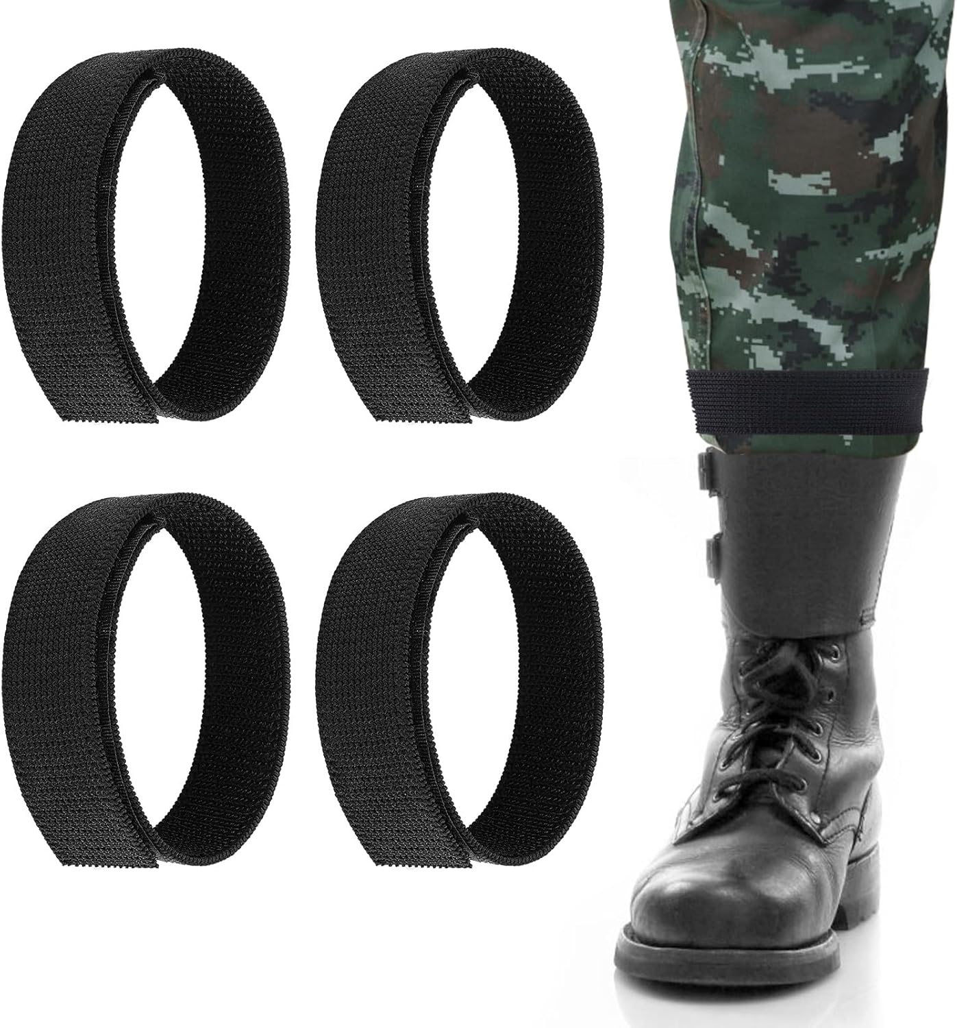 4 Stück Military Boot Straps - Verstellbare Hosenhalter Für Stiefel, Klettverschluss
