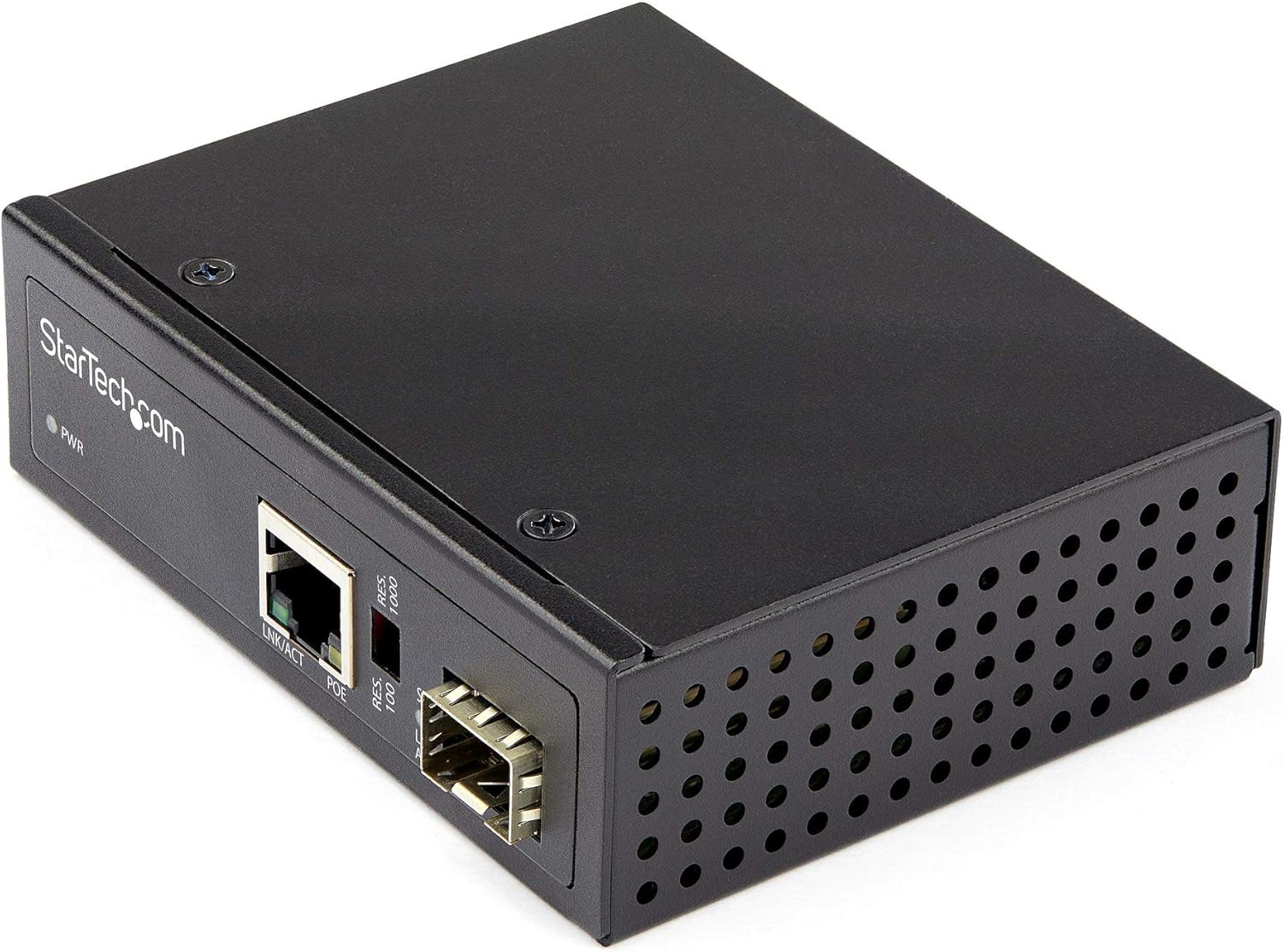 StarTech.com PoE+ Industrial Fiber to Ethernet Media Converter 60W - SFP to RJ45 - Singlemode/Multimode Fiber to Copper Gigabit Ethernet - Compact Size - IP-30/ -40 to +75C, TAA (IMC1GSFP60W)