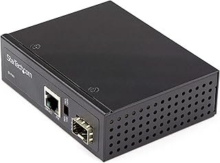 StarTech.com PoE+ Industrial Fiber to Ethernet Media Converter 60W - SFP to RJ45 - Singlemode/Multimode Fiber to Copper Gigabit Ethernet - Compact Size - IP-30/ -40 to +75C (IMC1GSFP60W)