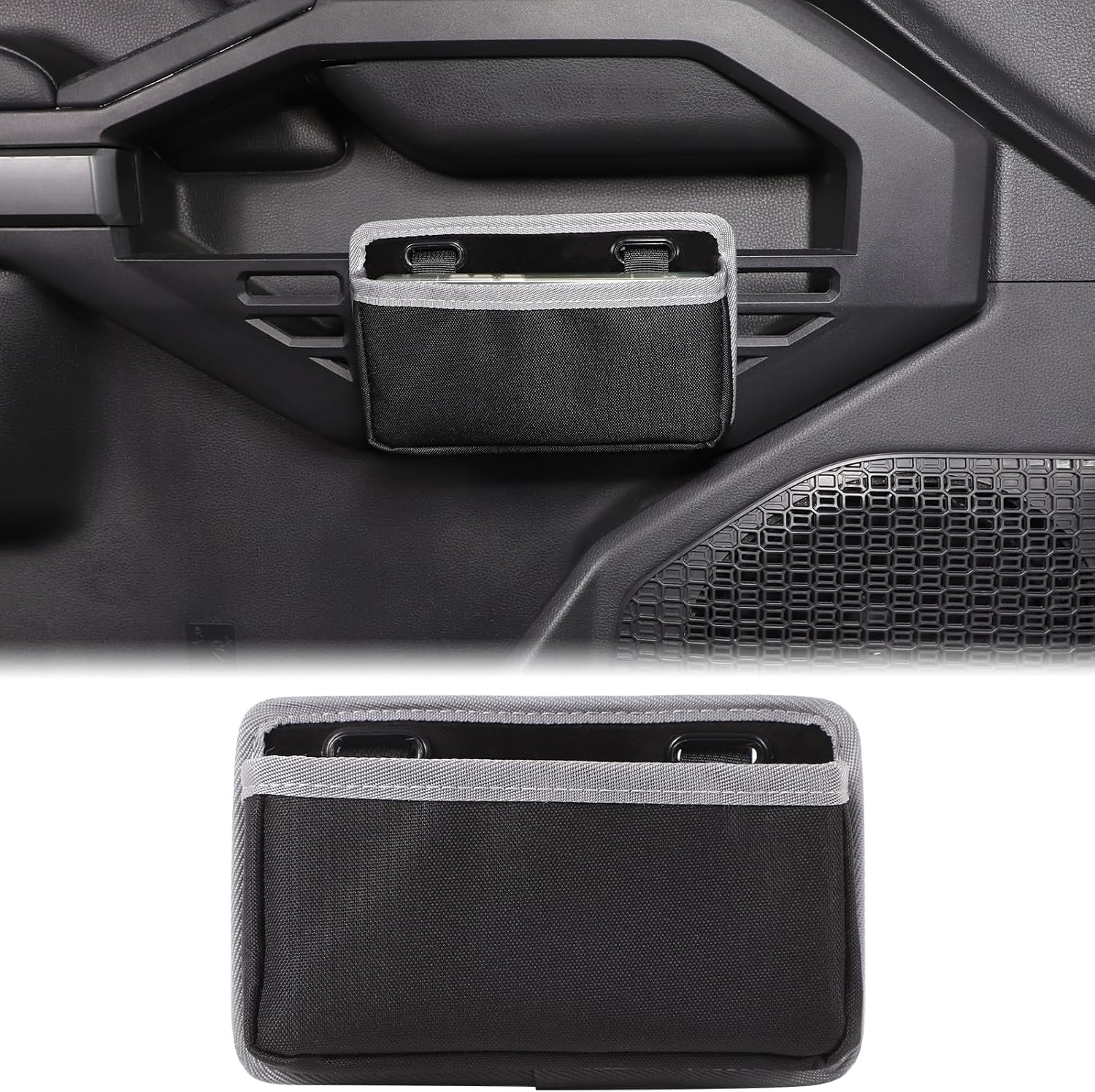 Aunginsy Inner Door Side Storage Bag Compatible with Toyota Tacoma 2024 2025 2026, Car Front Door Side Grab Handle Panel Hanging Storage Pocket Organizer Tray Pouch Interior Expansion Accessories