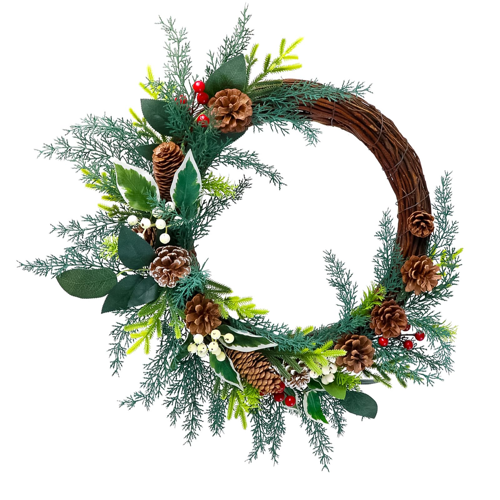 Nucelit Christmas Wreath with Pinecone Berries for Front Door, Window, Hallway, Yard, Christmas Indoor and Outdoor Decoration Pinecone Decoration