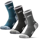 3 Pack Men's Merino Wool Hiking Socks, Micro Crew Cushioned Hiking Walking Thermal Moisture Wicking Trekking Socks