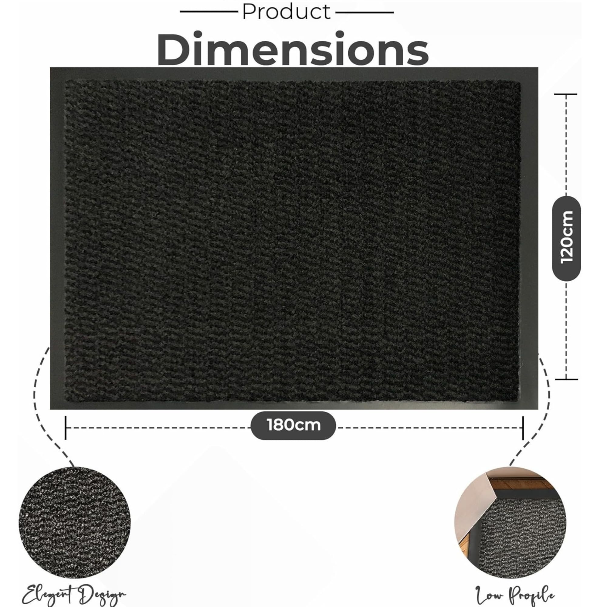 Abaseen Dirt Trapper Door Matts Indoor, Charcoal, 90 x 300 cm (Rectangular) - Image 3