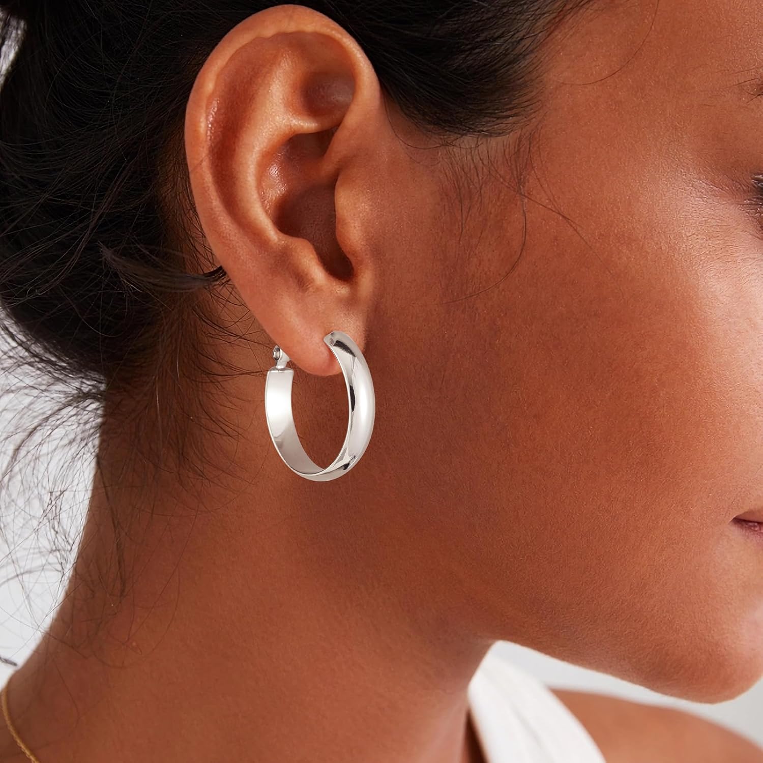 Gacimy 14K Gold Plated Hoop Earrings for Women, 14k Real Gold Plated with 925 Sterling Silver Post, Hypoallergenic Lightweight Thick Hoops Earrings for Women Trendy - Image 3