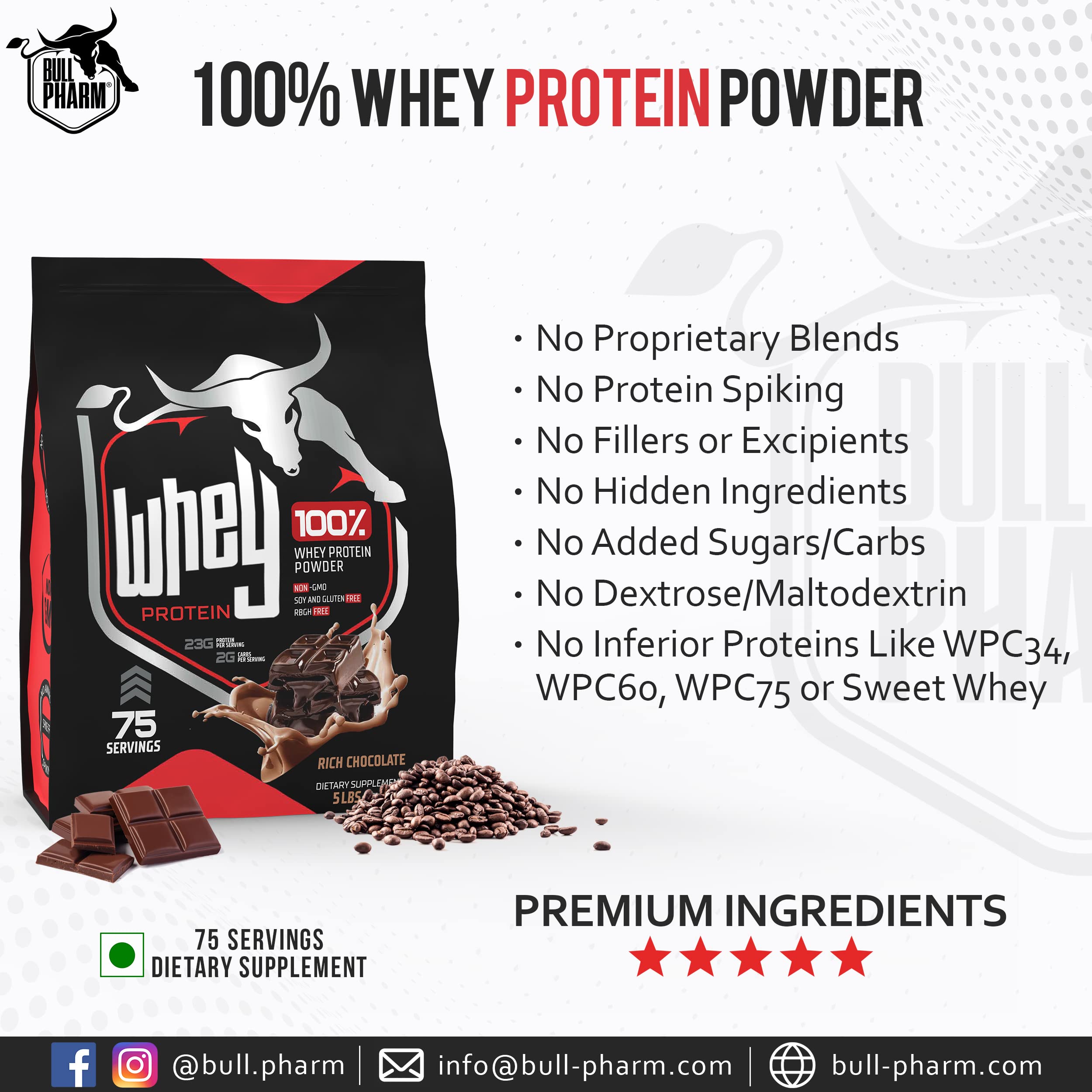 100% Whey Protein Powder | Fast Absorption for Lean Muscle & Quick Recovery | Natural BCAA & EAA | Non-GMO, Soy & Gluten Free | RBGH Free | FSSAI Approved (Rich Chocolate, 5 Lbs) — Amazon image 6