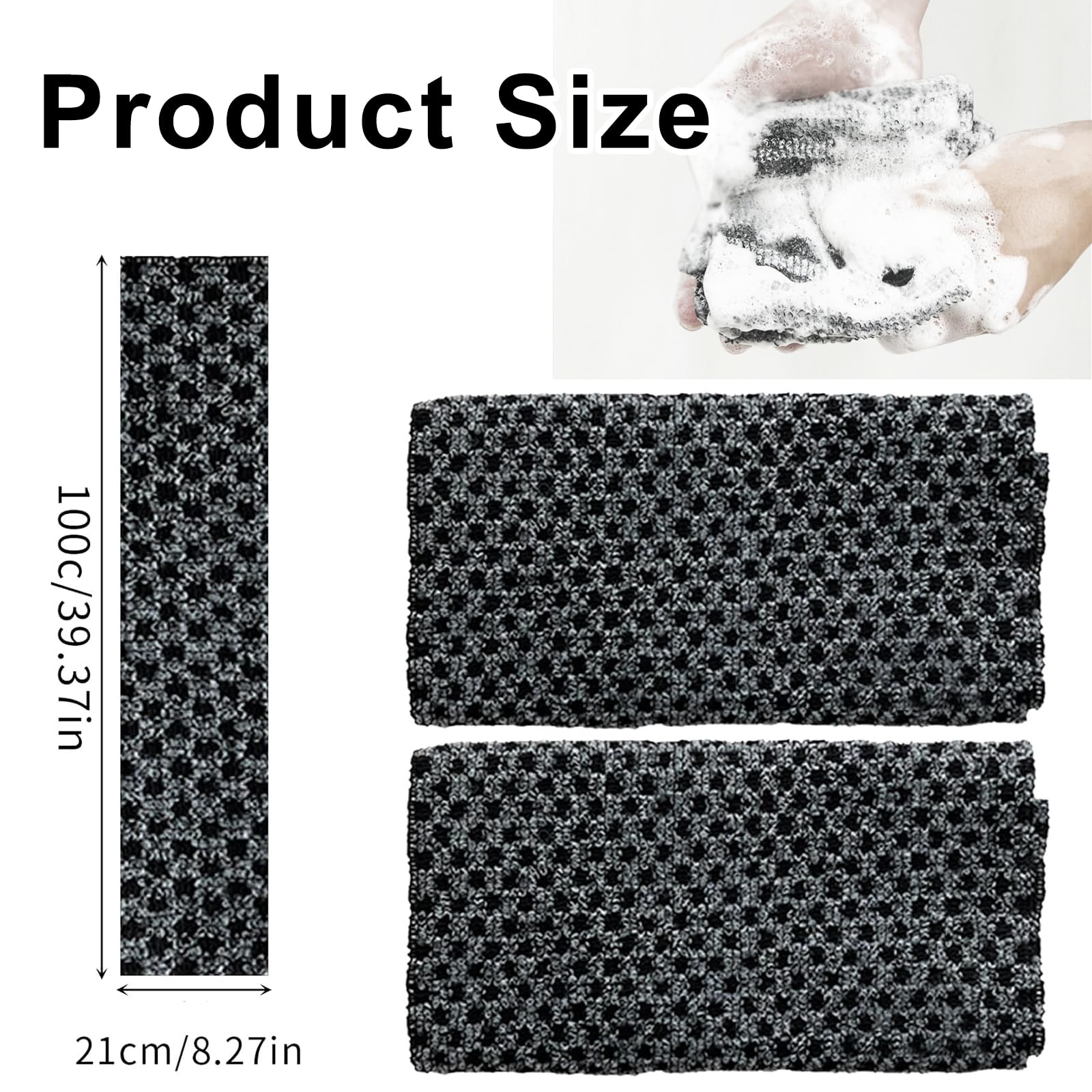 Lot De 2 Serviettes Exfoliantes Japonaises – Pour Gommage Doux, 25 X 100 Cm