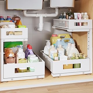 2-Pack Under Sink Storage Organizer, Large 2-Tier Elegant Mesh Pull Out ...