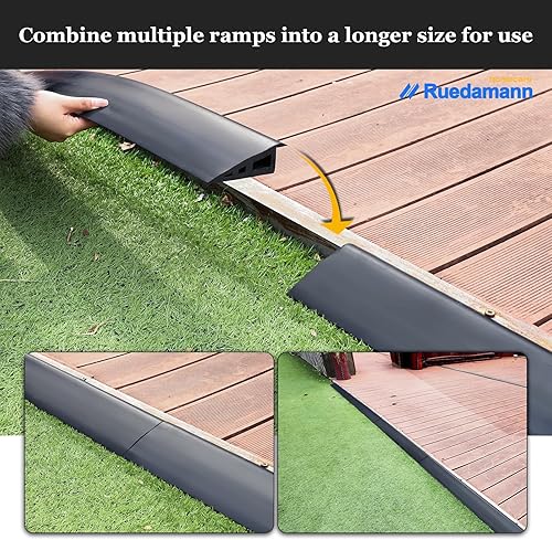 Miniatura 8 de Ruedamann Tira de transición de umbral de 6.6 pies, rampa de umbral de goma de elevación de 1 15 a 1 25 pulgadas, reductor de borde superpuesto,