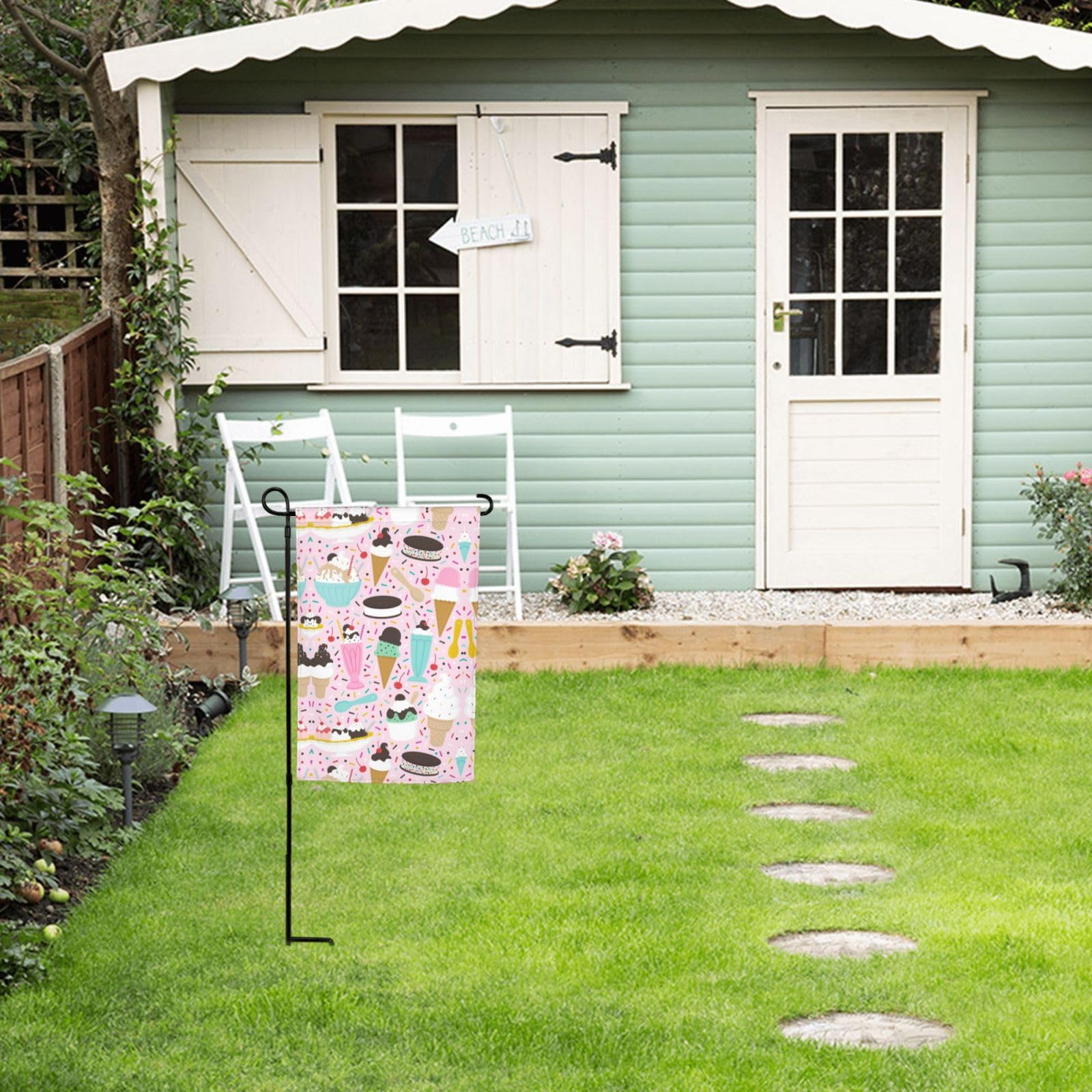 Bandiera Da Giardino Estiva Con Gelato - 30,5x45,7 Cm - Double Face In Tela Iuta - Decorazione Esterna Per Aste
