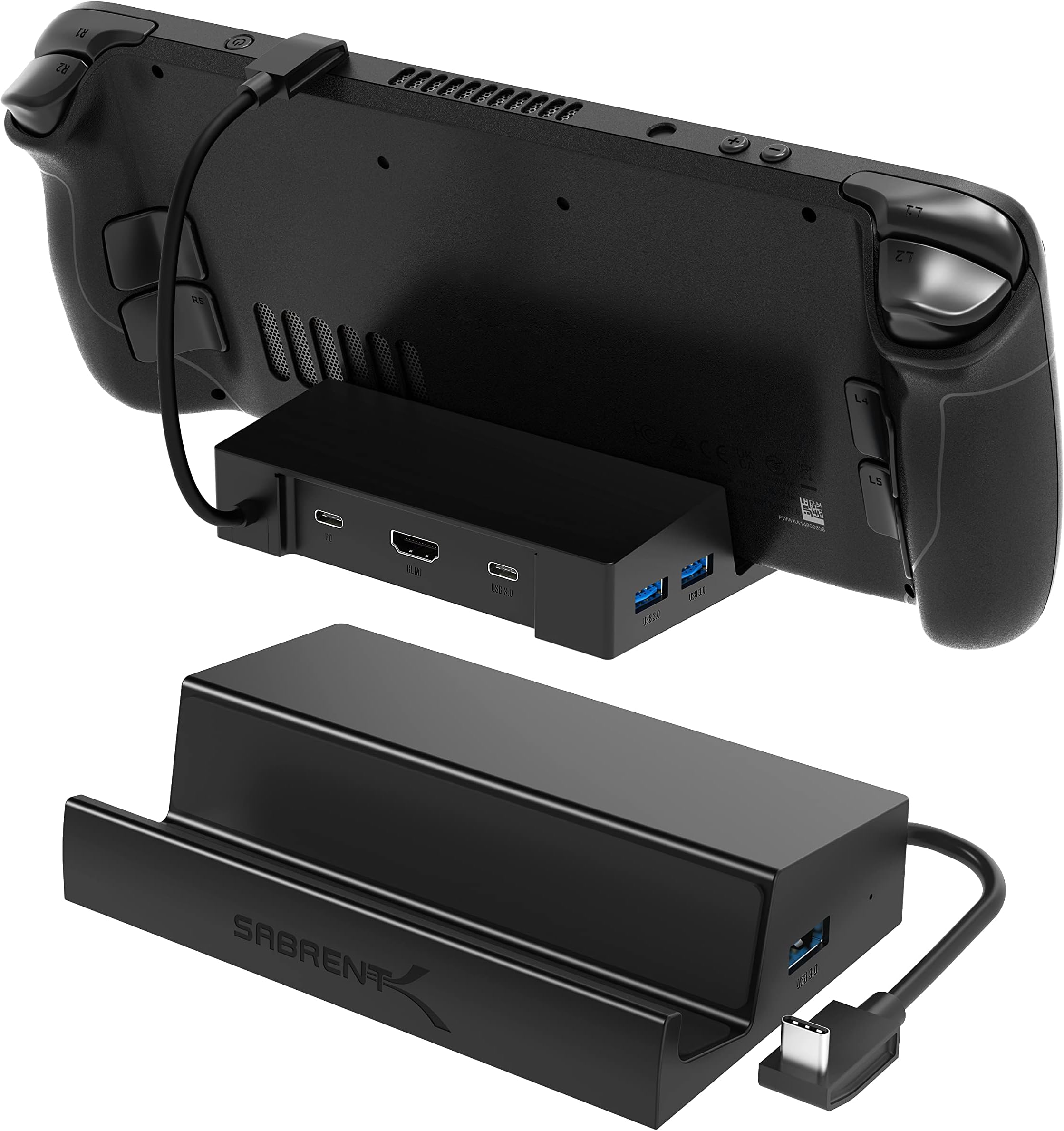 SABRENT Docking Station for Steam Deck & ROG Ally – 6-Port USB-C Hub with 95W PD Charging, 4K HDMI, 3 USB-A Ports, Type-C Data, Integrated Cable – Works with Tablets & Laptops (DS-SD6P)