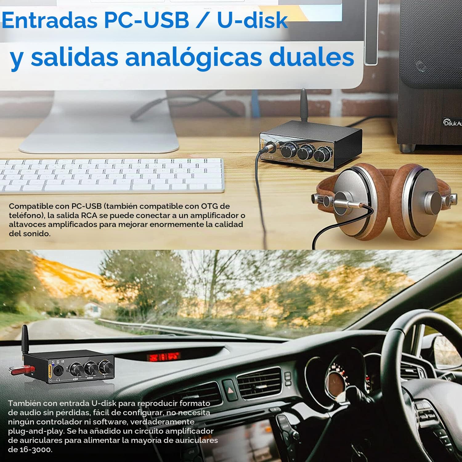 Nobsound Q4 Mini Bluetooth 5.0 Receptor Estéreo USB DAC Conversor Digital Analógico Reproductor de Música