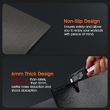 57 x 25 6MM Thick Tailor-Made Walking Pad Mat for Carpet Hardwood Floors, Thick Foldable Treadmill Mat Carpet,Waterproof,Ordorless,No Slip,Noise Reduce,Shocking Absorbing,Rubber Foam Matt Equipment Floor Protector